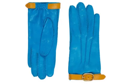 GUCCI Leather Gloves Women's Blue