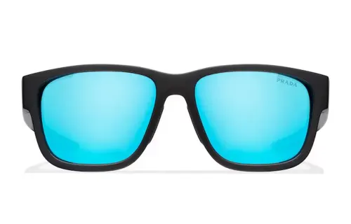 PRADA Acetate Irregular Shape Sunglasses Men's Black