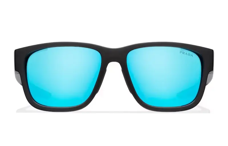 PRADA Acetate Irregular Shape Sunglasses Men's Black