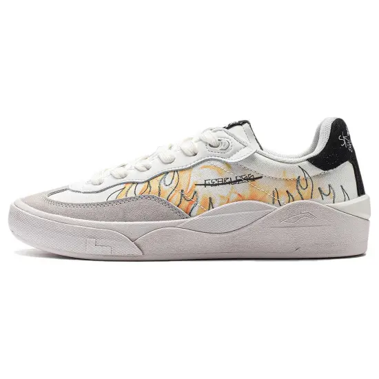 LiNing Skategeneral Skateboard Shoes Men Low-Top Champagne White