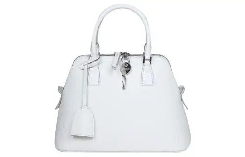 Maison Margiela Zip Closure Textured Leather Handbag Women's White