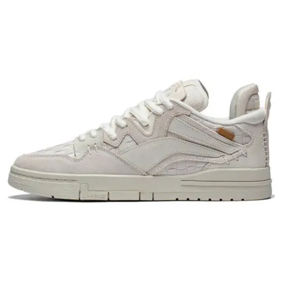 LINING Wei Wu PRO Skateboard Shoes Men Low-Top Beige White