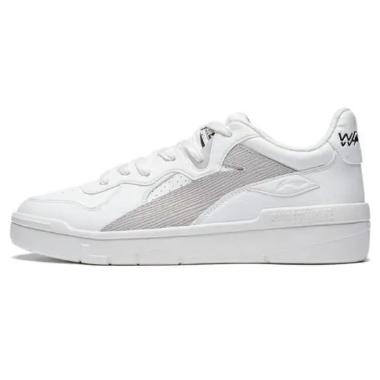 LINING Wave Skateboard Shoes Men Low-Top White Gray