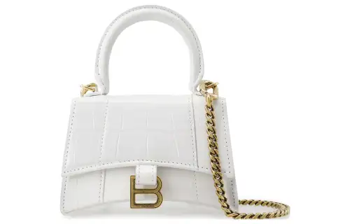 Balenciaga Hourglass Cow Leather Hourglass Bag, Shoulder Bag, Crossbody Bag, Handbag Mini Women's White
