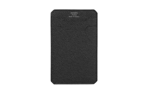 HERMES City Epsom Calfskin Card Holder Men's 89 Noir Black