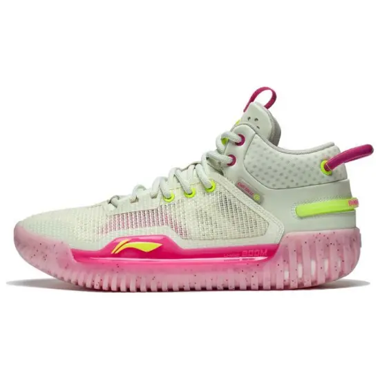 LINING Badfive 3 Basketball Shoes Men Mid-Top Cream White