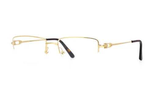 CARTIER Décor C Metal Irregular Shape Eyeglass Frames Unisex Gold