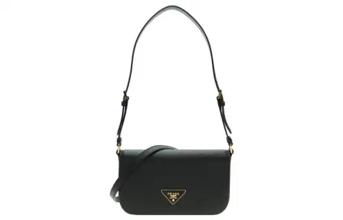 PRADA Leather Shoulder Bag Women's Black
