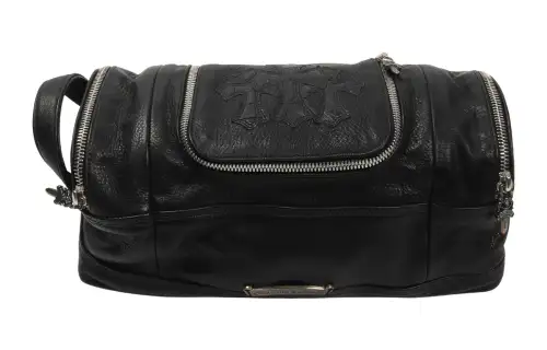 Chrome Hearts Leather Bucket Bag Handbag Unisex Black