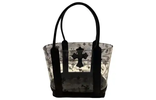 Chrome Hearts Leather Tote Bag, Shopping Bag, Handbag Women's Black