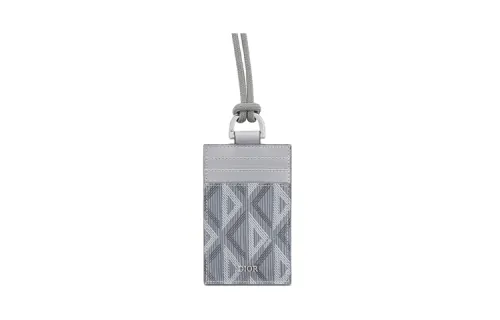 DIOR Smooth Cow Leather With Canvas Card Holder Card Holder Men's Gray