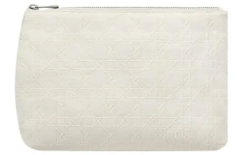 DIOR Cotton With Lambskin Clutch Women's Ivory White