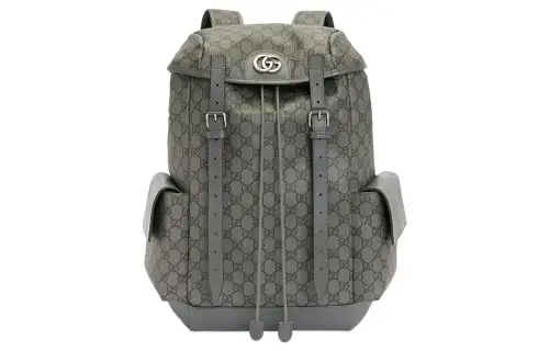 GUCCI Ophidia Canvas With Leather Backpack Medium Men's Gray