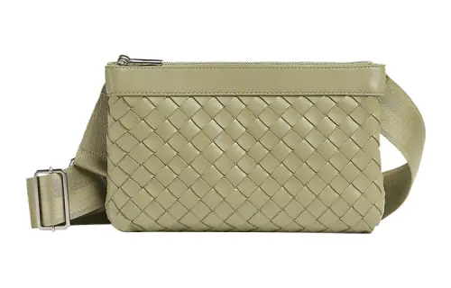 Bottega Veneta Intrecciato Sheepskin Messenger Bag, Crossbody Bag, Shoulder Bag Men's Travertine
