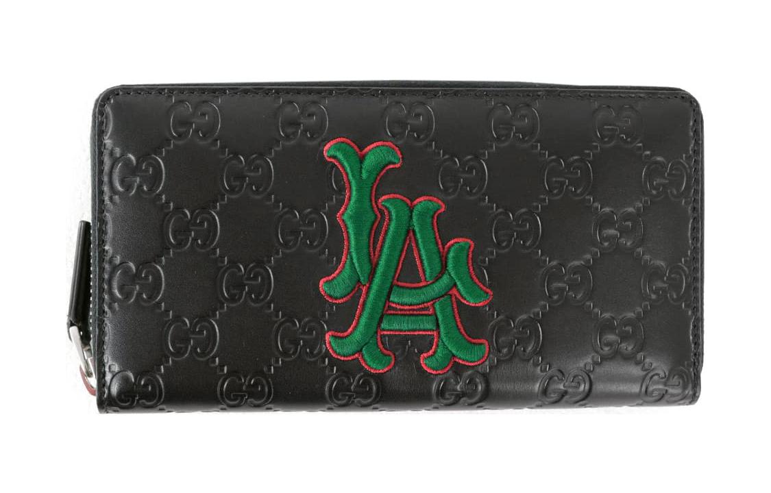 GUCCI MLB Collaboration Leather Wallet Regular Unisex Black