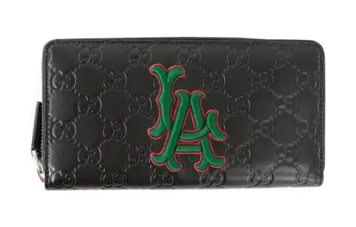 GUCCI MLB Collaboration Leather Wallet Regular Unisex Black