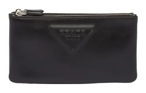 PRADA Leather Clutch Regular Women's Black