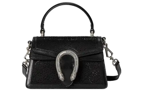 GUCCI Dionysus Silk Satin Shoulder Bag, Crossbody Bag, Handbag Mini Women's Black