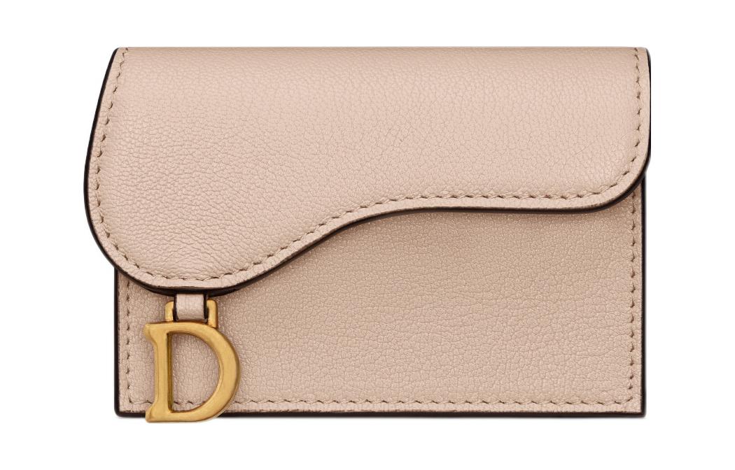 DIOR Saddle Goatskin Card Holder Card Holder Women's Caramel Beige