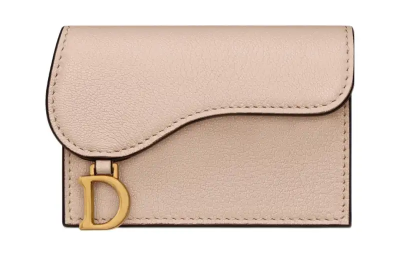 DIOR Saddle Goatskin Card Holder Card Holder Women's Caramel Beige