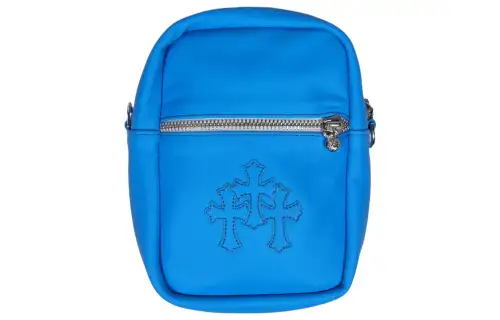 Chrome Hearts Leather Shoulder Bag, Crossbody Bag Women's Blue