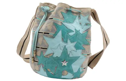 Chrome Hearts Bucket Bag, One Shoulder Handbag Women's Beige/Turquoise/Black