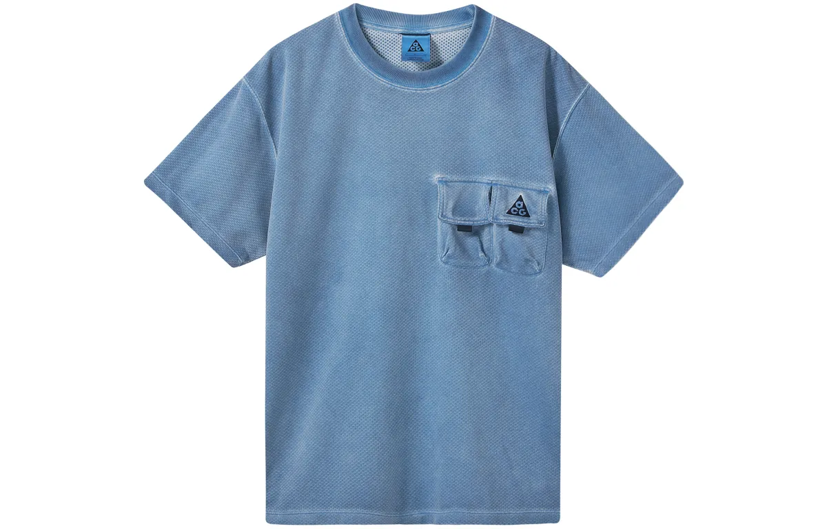 Nike T-Shirts Men's Blue Crew Neck Moderate Straight Fit