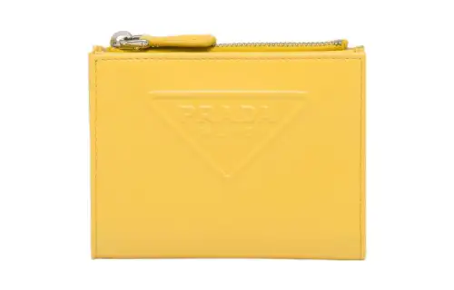 PRADA Leather Wallet Women's Yellow