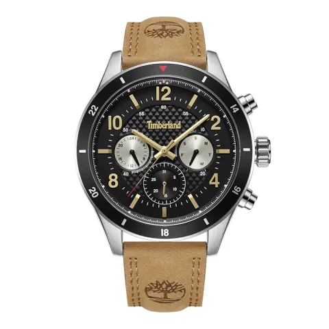Timberland Hooksett Wrist Watches Quartz Movement Leather Strap Black Dial Men's Watches