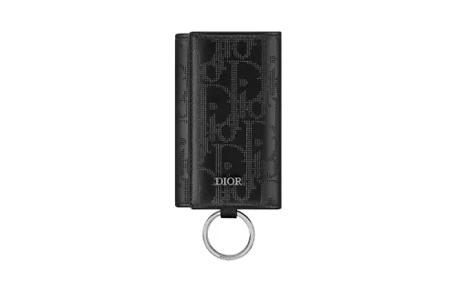 DIOR Oblique Galaxy Smooth Calfskin Key Pouch Men's Black