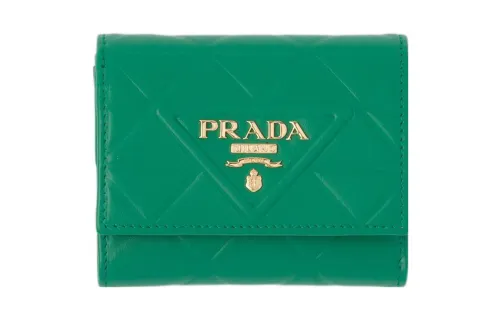 PRADA Leather Wallet Mini Women's Green