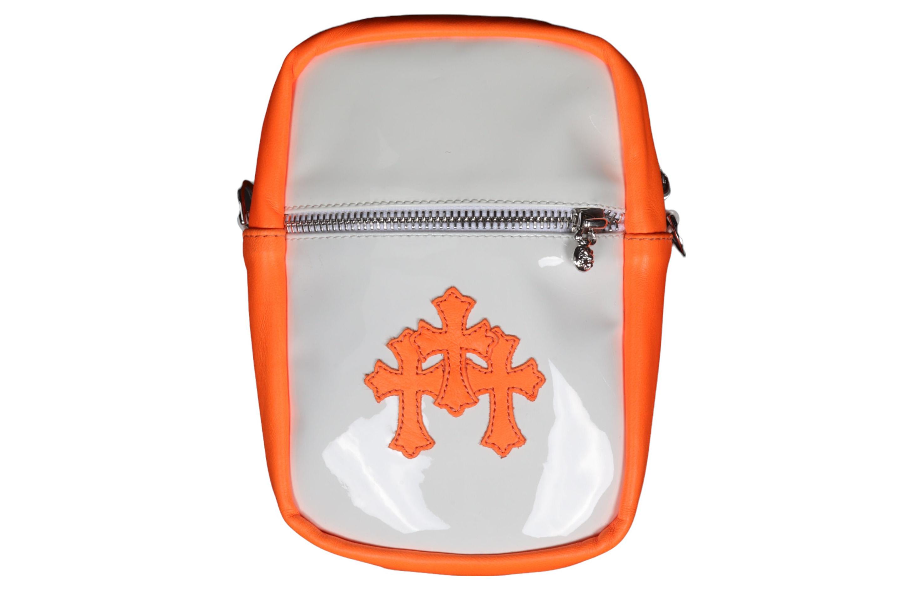 Chrome Hearts Patent Leather Shoulder Bag, Crossbody Bag Women's White/Orange