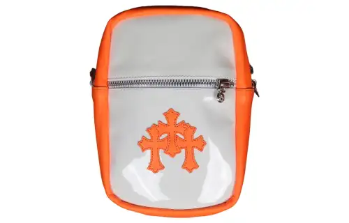 Chrome Hearts Patent Leather Shoulder Bag, Crossbody Bag Women's White/Orange