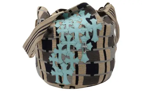 Chrome Hearts Leather Detail Bucket Bag, One Shoulder Handbag Large Women's Multicolor