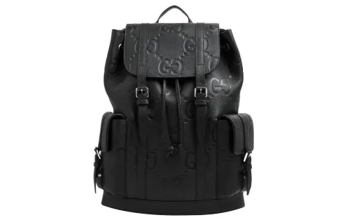 GUCCI Jumbo GG Leather Backpack Men's Black