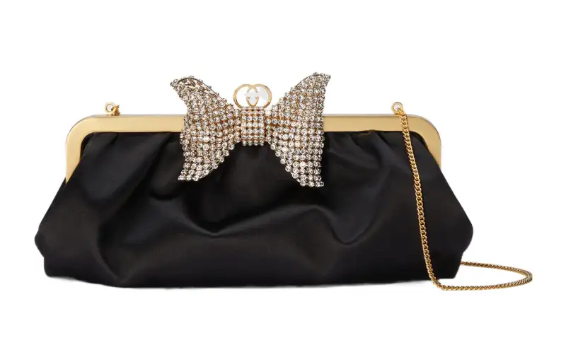 GUCCI Silk Forge One Shoulder Crossbody Clutch Regular Women's Black