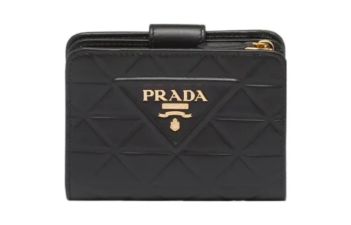 PRADA Leather Wallet Mini Women's Black