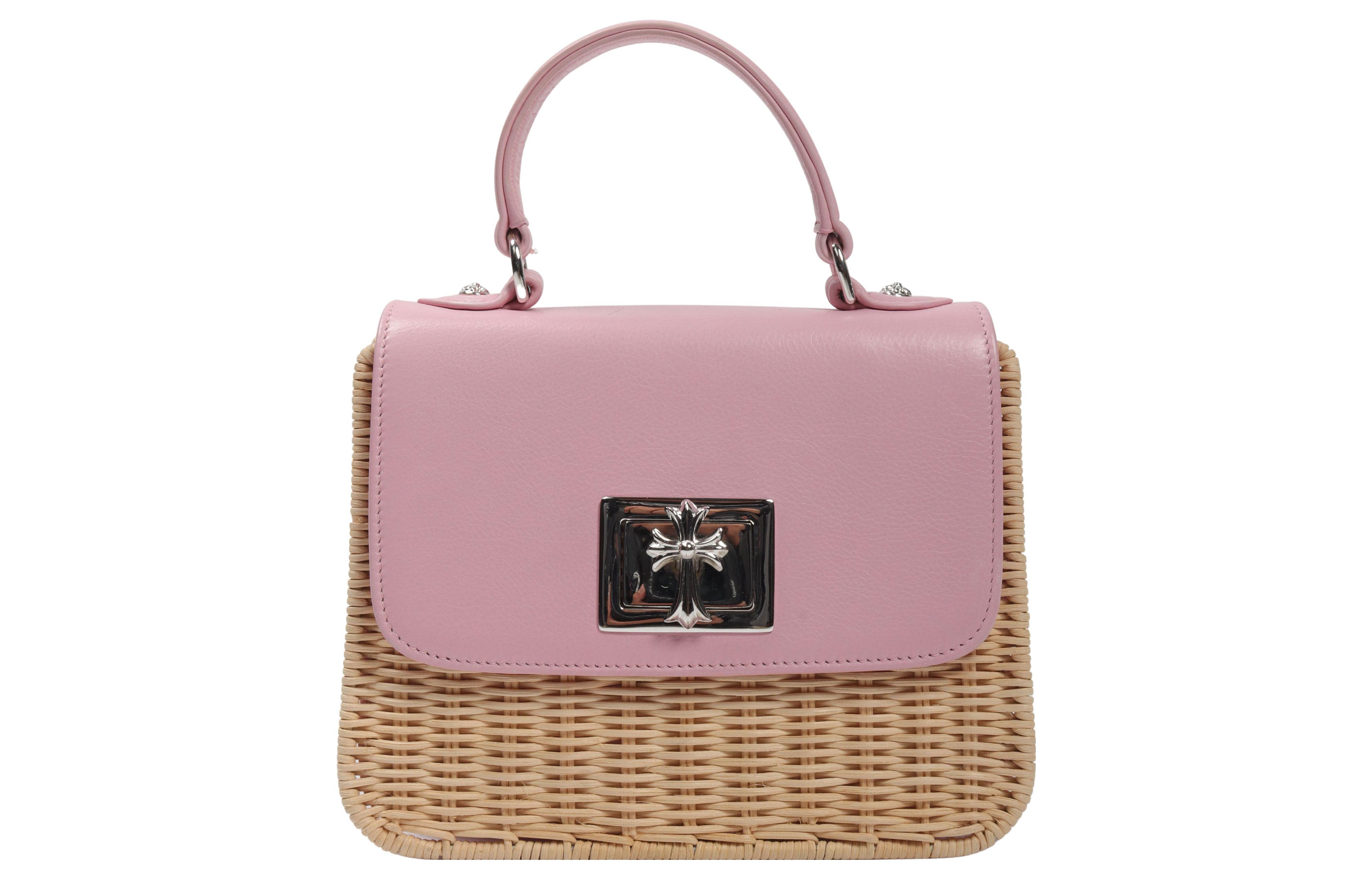 Chrome Hearts Leather Shoulder Bag, Crossbody Bag, Handbag Women's Beige/Pink