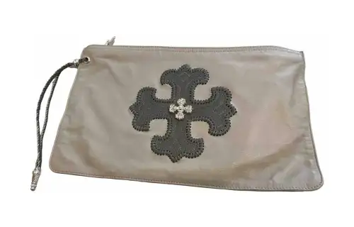 Chrome Hearts Leather Clutch Wallet Women's Gray