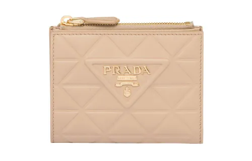 PRADA Leather Wallet Mini Women's Sand Beige Yellow