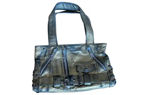 Chrome Hearts Leather One Shoulder Handbag Women's Blue