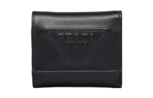 PRADA Leather Wallet Small Women's Black