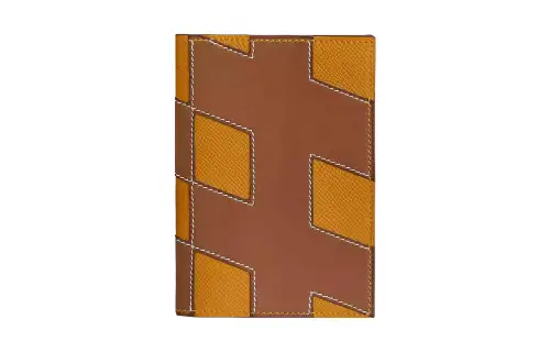 HERMES H Tag Evercalf Epsom Leather Passport Holder Regular Women's Light Tawny & Amber Yellow