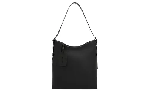 CHARLES&KEITH PU, Textile Tote Bag, Shopping Bag, Shoulder Bag Women's Black/Grey Gray/Olive Green