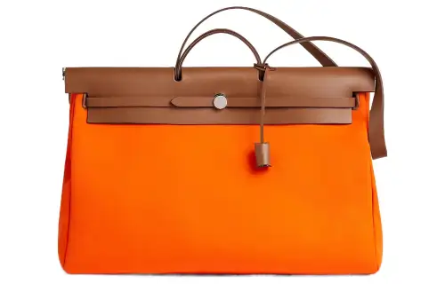 HERMES Herbag Zip Officier Canvas With Hunter Cow Leather Shoulder Bag, Crossbody Bag, Handbag 50 Unisex