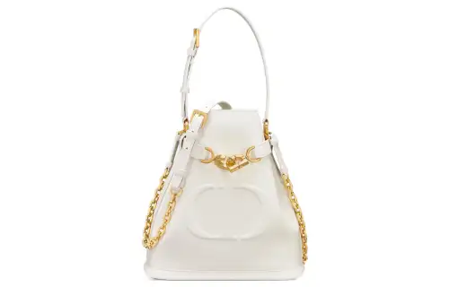 DIOR C'est Dior Old Cow Leather Bucket Bag, Handbag, Shoulder Bag Medium Women's White