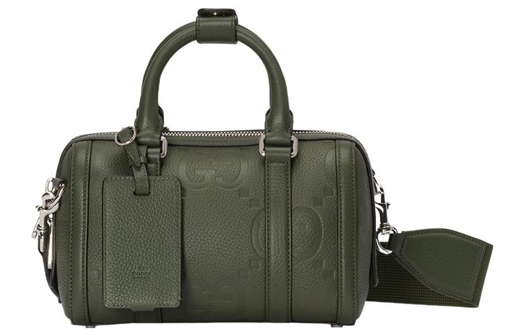 GUCCI PETITE GG Leather Cylinder Bag, Handbag, Shoulder Bag, Crossbody Bag, Travel Bag Mini Women's Dark Green