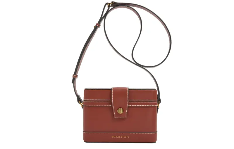 CHARLES&KEITH Pu Box Small Square Bag, Crossbody Bag Small Women's Multi Composite Color/Mocha Dark Coffee/Beige