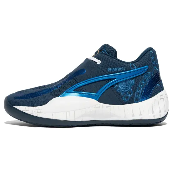 Phantaci X PUMA Rise Basketball Shoes Unisex Low-top White/Royal Blue/Fern Green