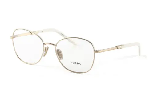 PRADA Metal Irregular Shape Eyeglass Frames Women's Gold